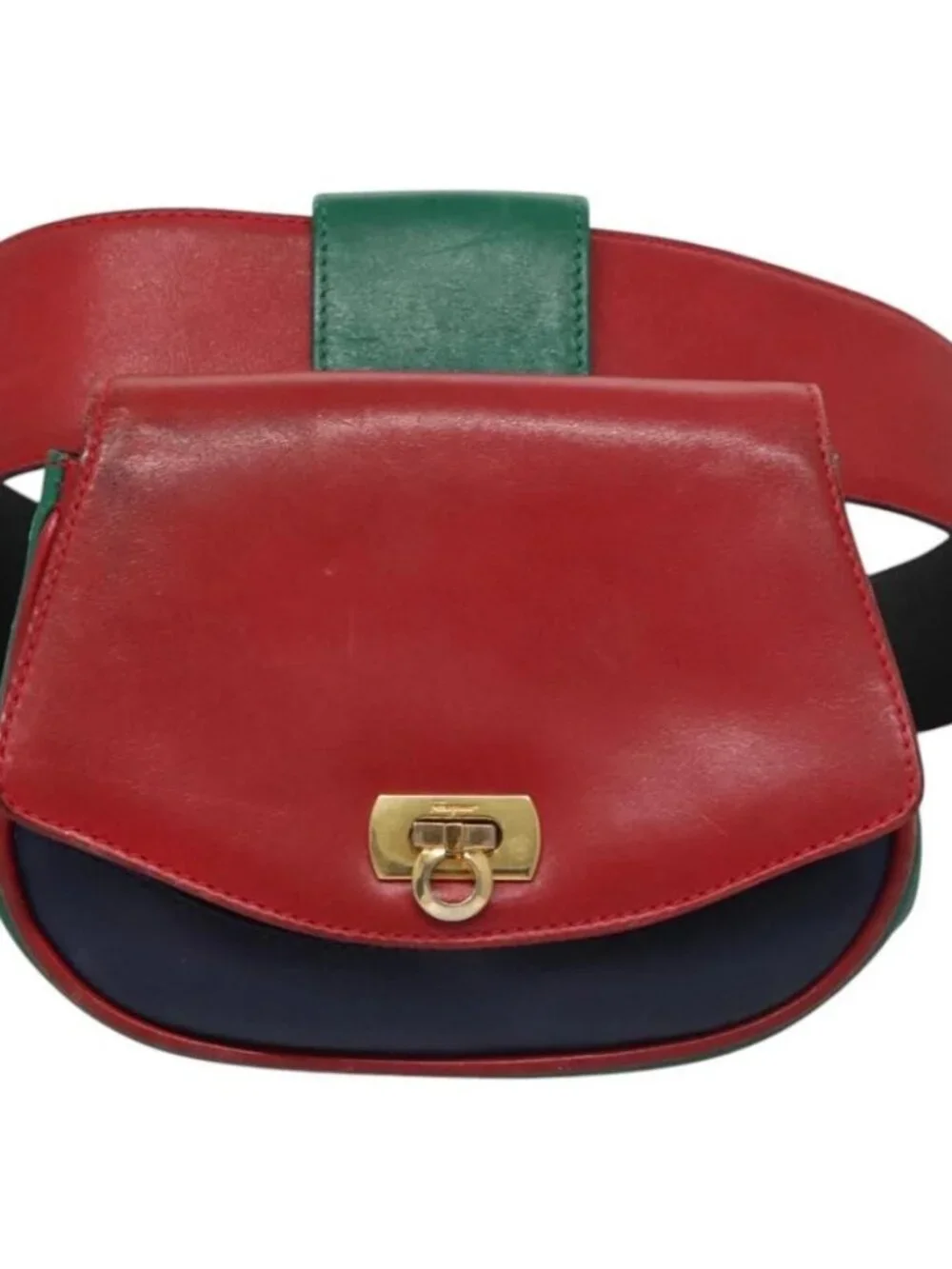 Salvatore Ferragamo Gancini Waist bag Leather Red Auth 115429